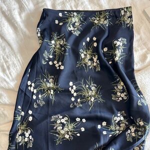 Floral Satin Midi Skirt